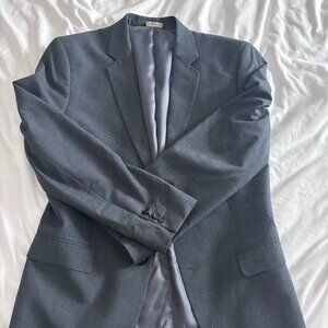 Banana Republic Tailored Slim Fit Blue Grey Plaid Two Button Jacket Blazer 42R